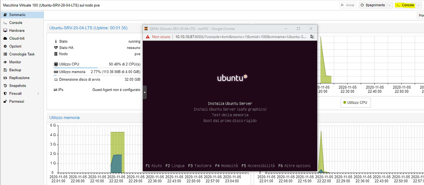 Ubuntu server virtual machine installation on hypervisor via VNC client