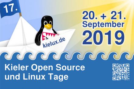 Ad image Kieler Open Source und Linux Tage with penguin in a boat