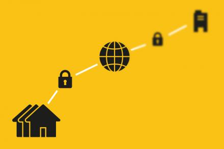 Graphic showing remote working environment