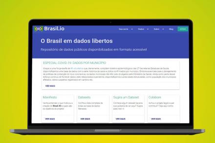 Screenshot of brasil.io shown on a laptop