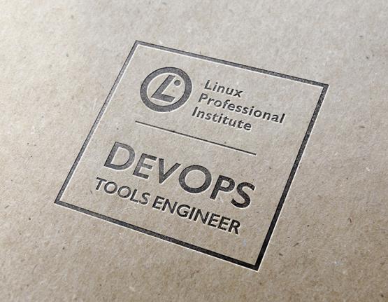 DevOps Tools Engineer certification logo on paper background