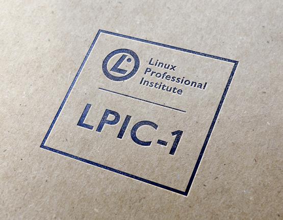 LPIC-1 certification logo on paper background