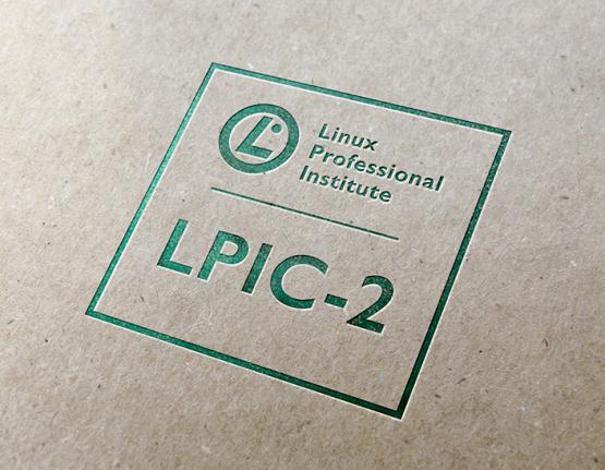 LPIC-2 certification logo on paper background