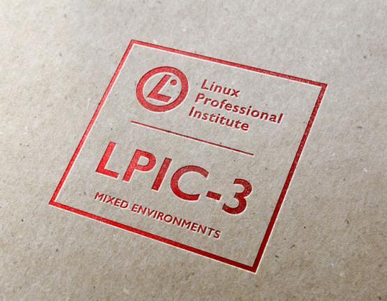LPIC-3 Mixed Environments certification logo on paper background