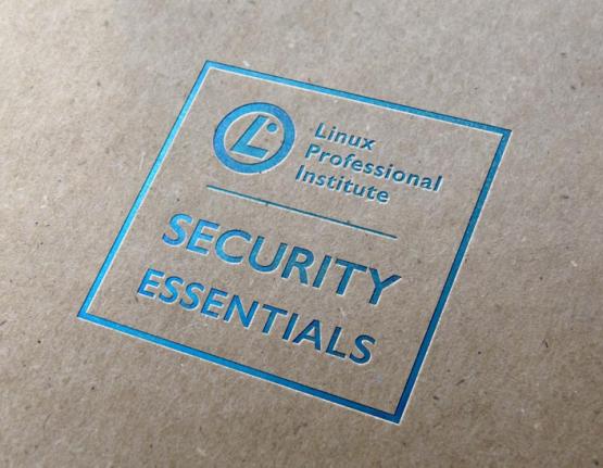 Linux Professional Institute (LPI) Security Essentials certificate logo on paper background