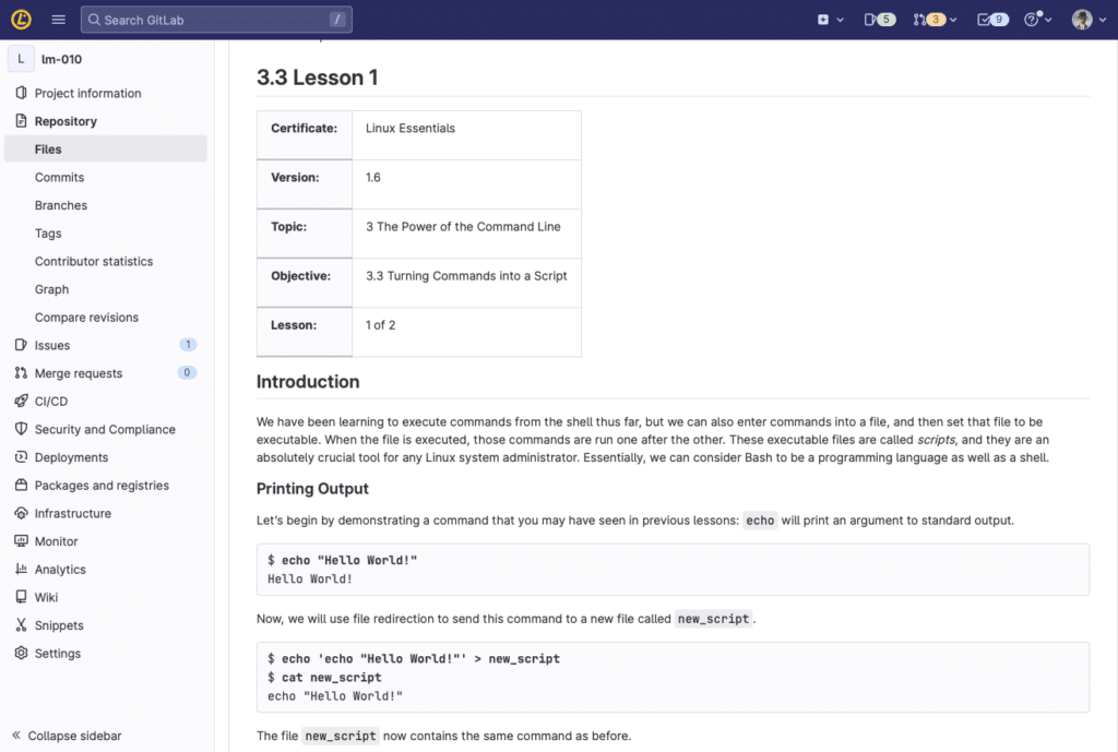 Figure 1: GitLab's web interface