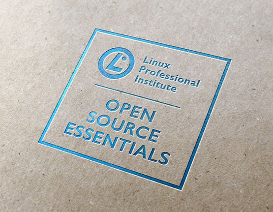 Linux Professional Institute (LPI) Open Source Essentials certificate logo on paper background