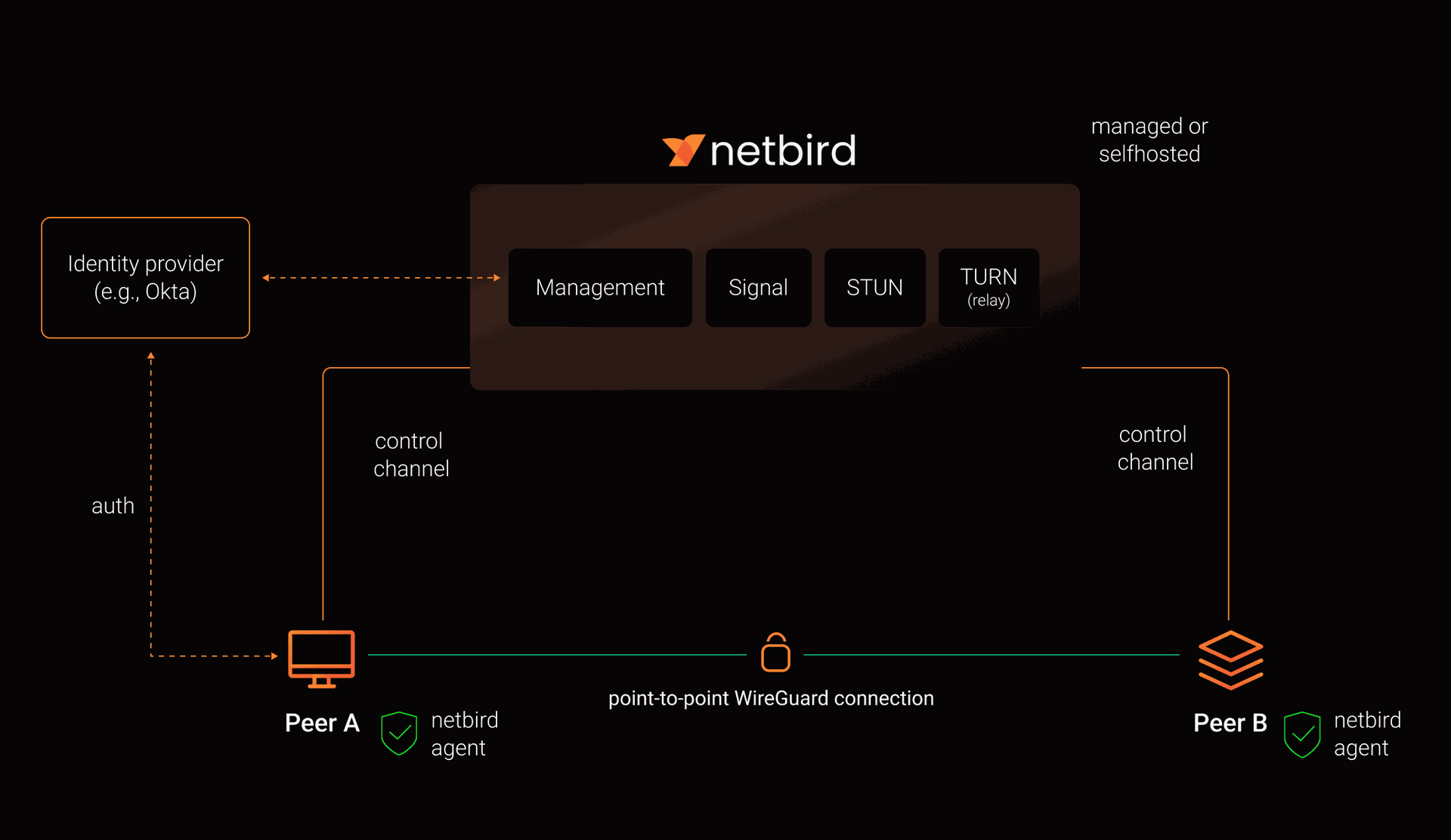 Figure 3 : Connections using NetBird are direct and peer-to-peer.