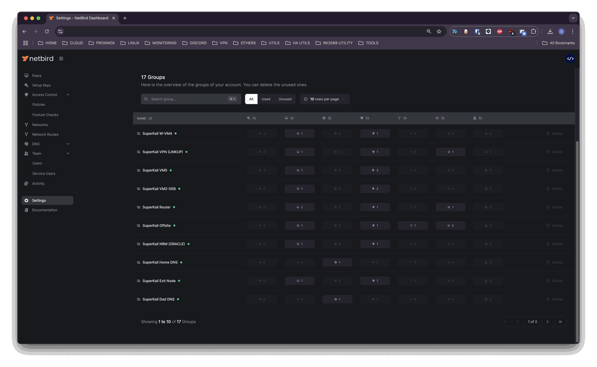 Figure 4: Group management interface.
